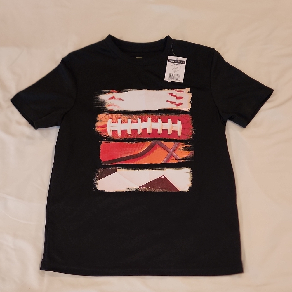 Tek Gear Black Sports Graphic Tee. Size Medium 10/12